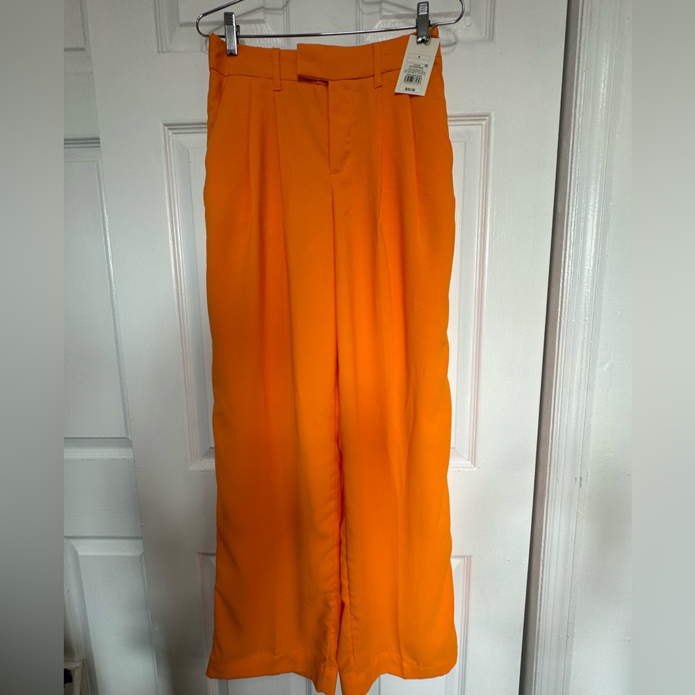 NWT-High Waist Orange Fluid Pants